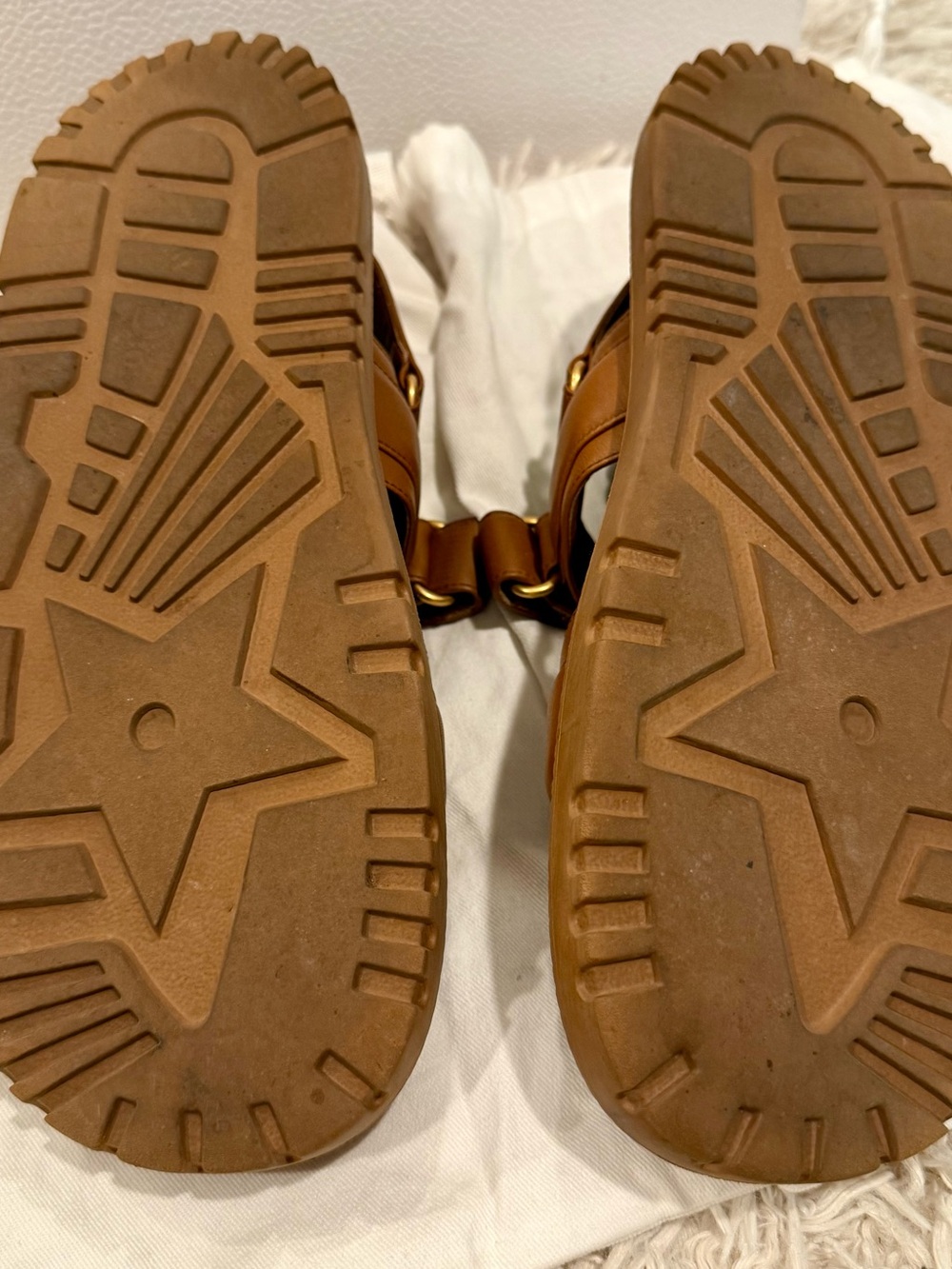Dior DIORACT Golden Saddle Brown Lambskin Sandals Size 38.5 EUC - Picture 4 of 5